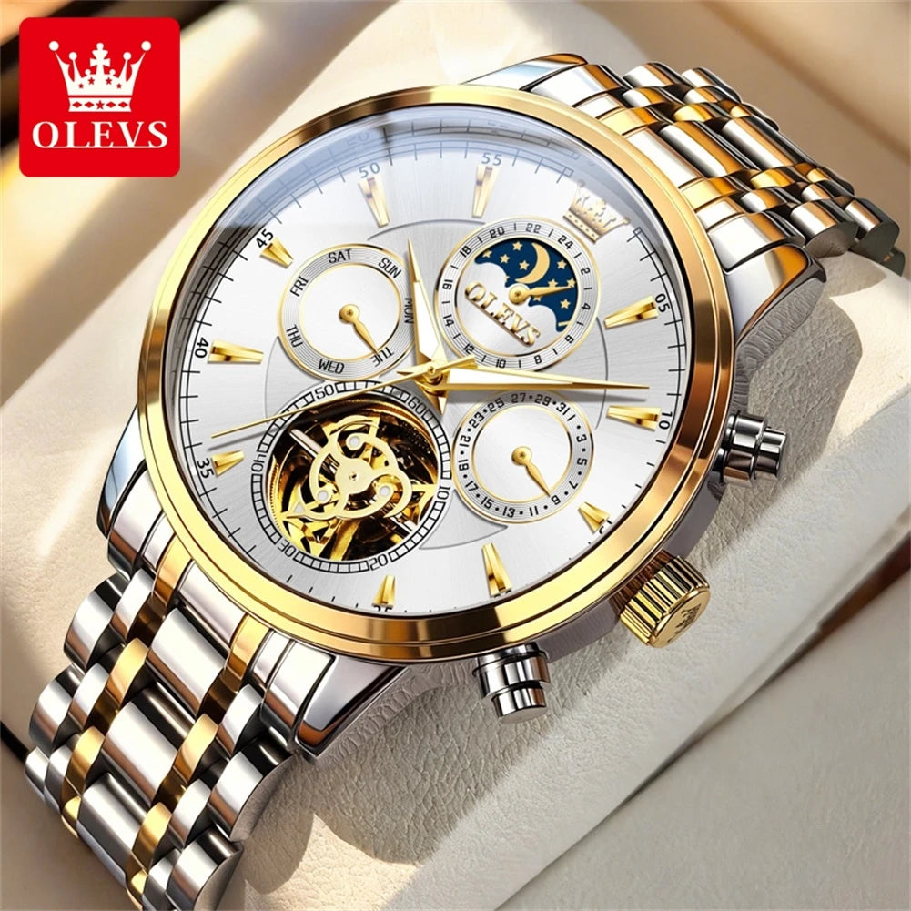 OLEVS 6746 Herrenuhr Business Fashion Skelett Automatische Mechanische Uhren für Männer Original Wasserdicht Leuchtende Herrenuhr