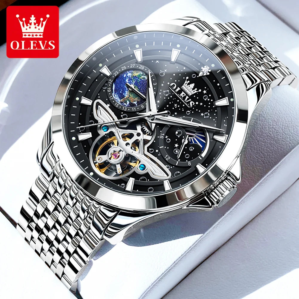 Originales Fashion Top OLEVS Markenuhren Für Männer Schwungrad Automatische Mechanische Uhren Wasserdichte Leuchtende Herrenuhren 6705