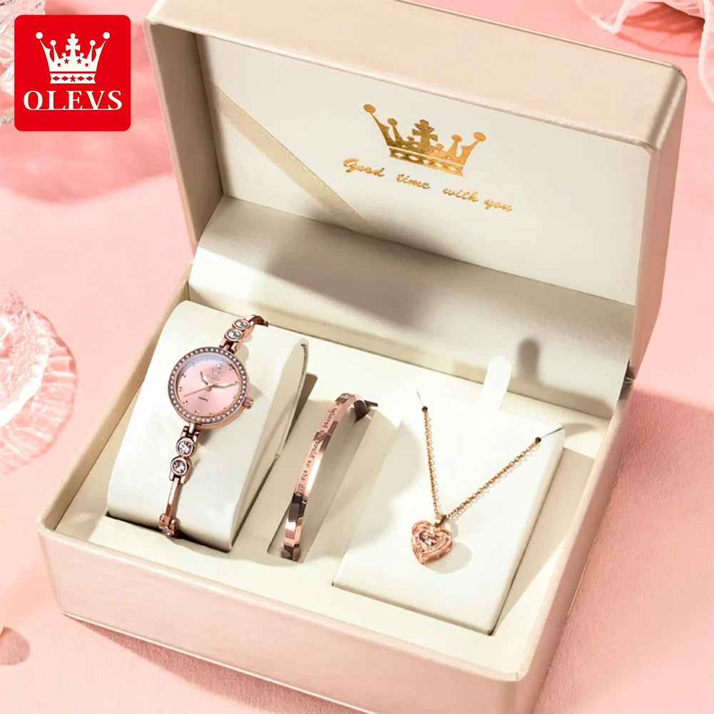 OLEVS 5670 Neue Damenarmbanduhren Wasserdichte Leuchtquarzuhr Edelstahlarmbanduhren für Damen Armbanduhr Reloj Mujer