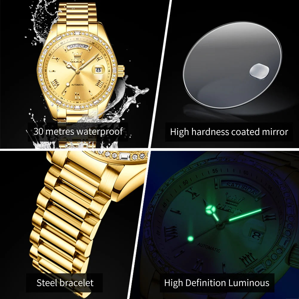OLEVS 6747 Herrenuhr Original Mechanische Automatikuhr Für Männer Wasserdichte Business-Uhr Aus Stahl Für Herren Armbanduhr Reloj