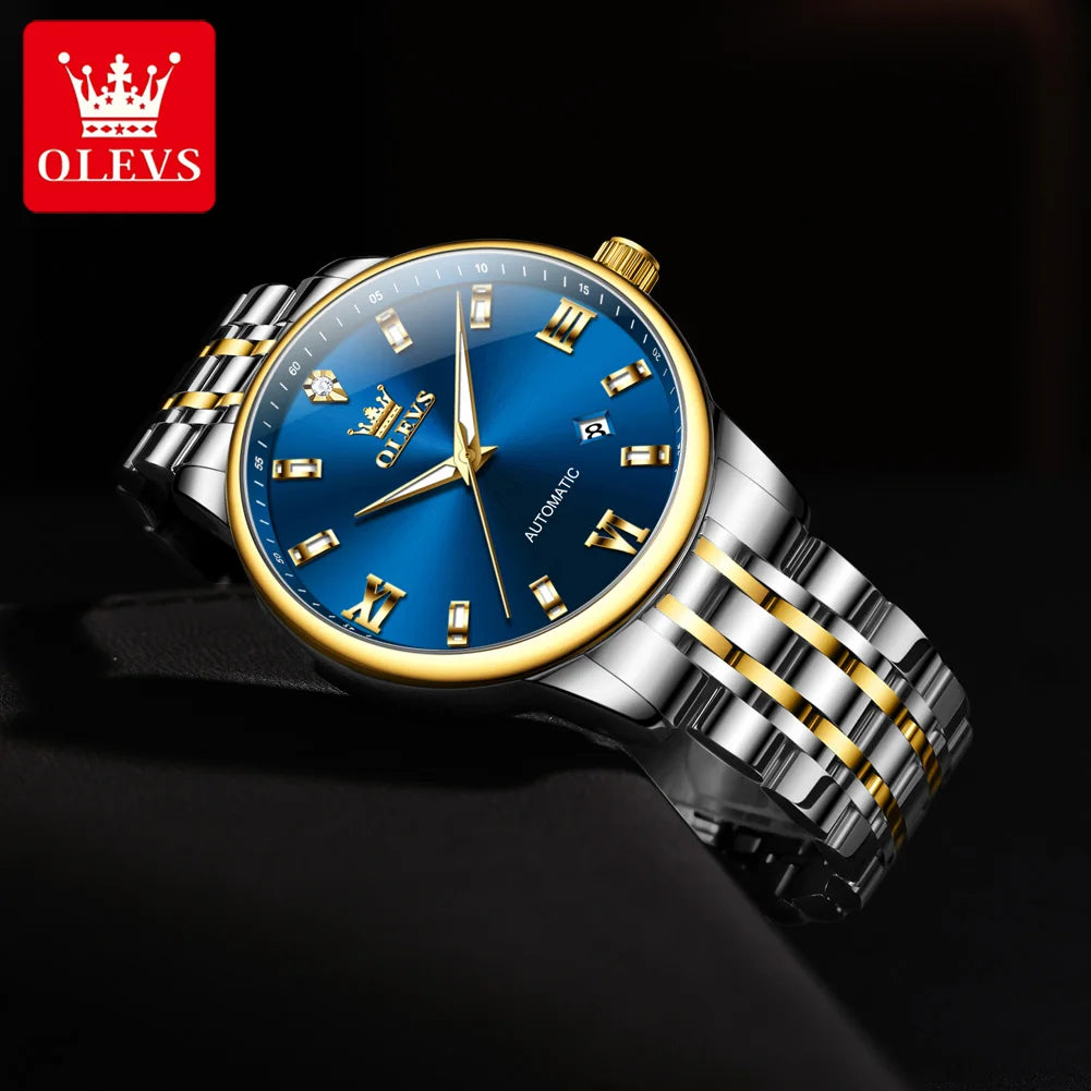 OLEVS 6723 Herren Automatikuhren Business Datum Mechanische Uhr für Männer Luxus Mode Wasserdicht Leuchtend Original Handuhr