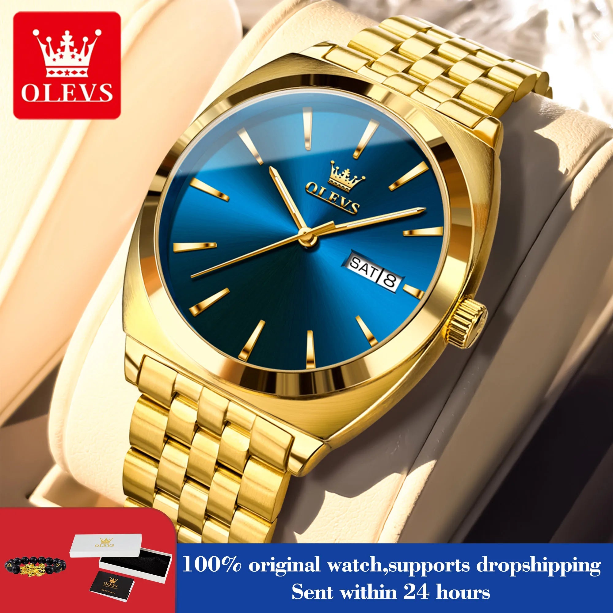 OLEVS 6730 Herrenuhr Luxus Tonneau Automatische Mechanische Herrenarmbanduhr Stahlarmband Doppeltes Kalendarium Wasserdichte Uhr Für Herren