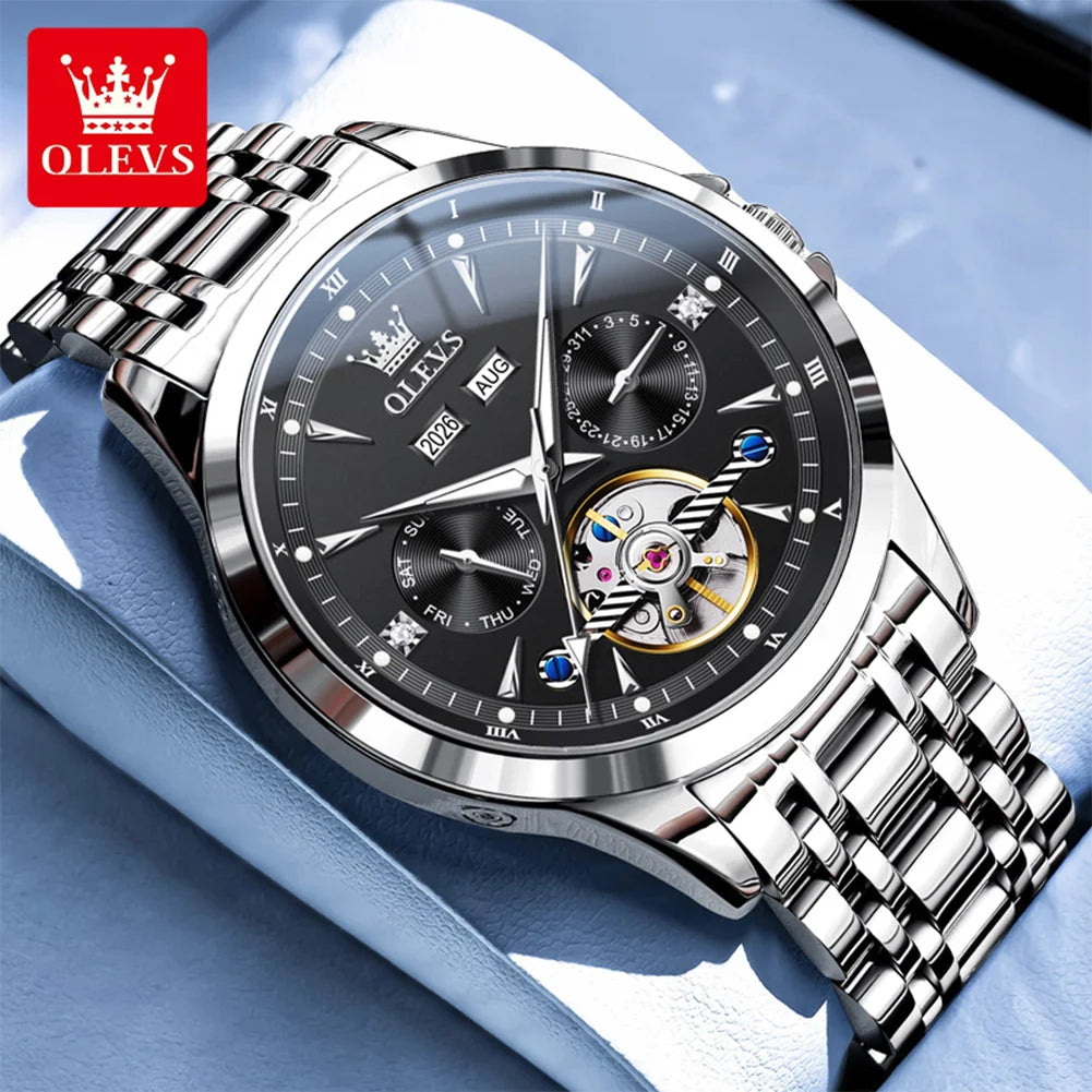 OLEVS 7091 Herrenuhr Mode Automatik Mechanische Uhren Für Männer Top Marke Original Wasserdicht Leuchtend Herren Handuhr Reloj