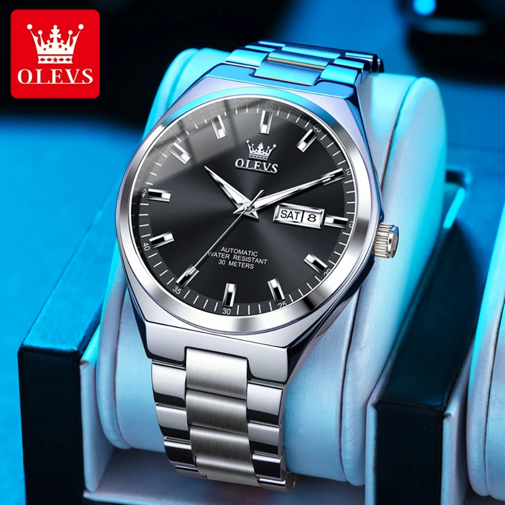 OLEVS 9907 Armbanduhren für Herren Luxus Business Automatische Mechanische Armbanduhr Wasserdicht Leuchtend Original Sport Wochen-/Datumsuhren