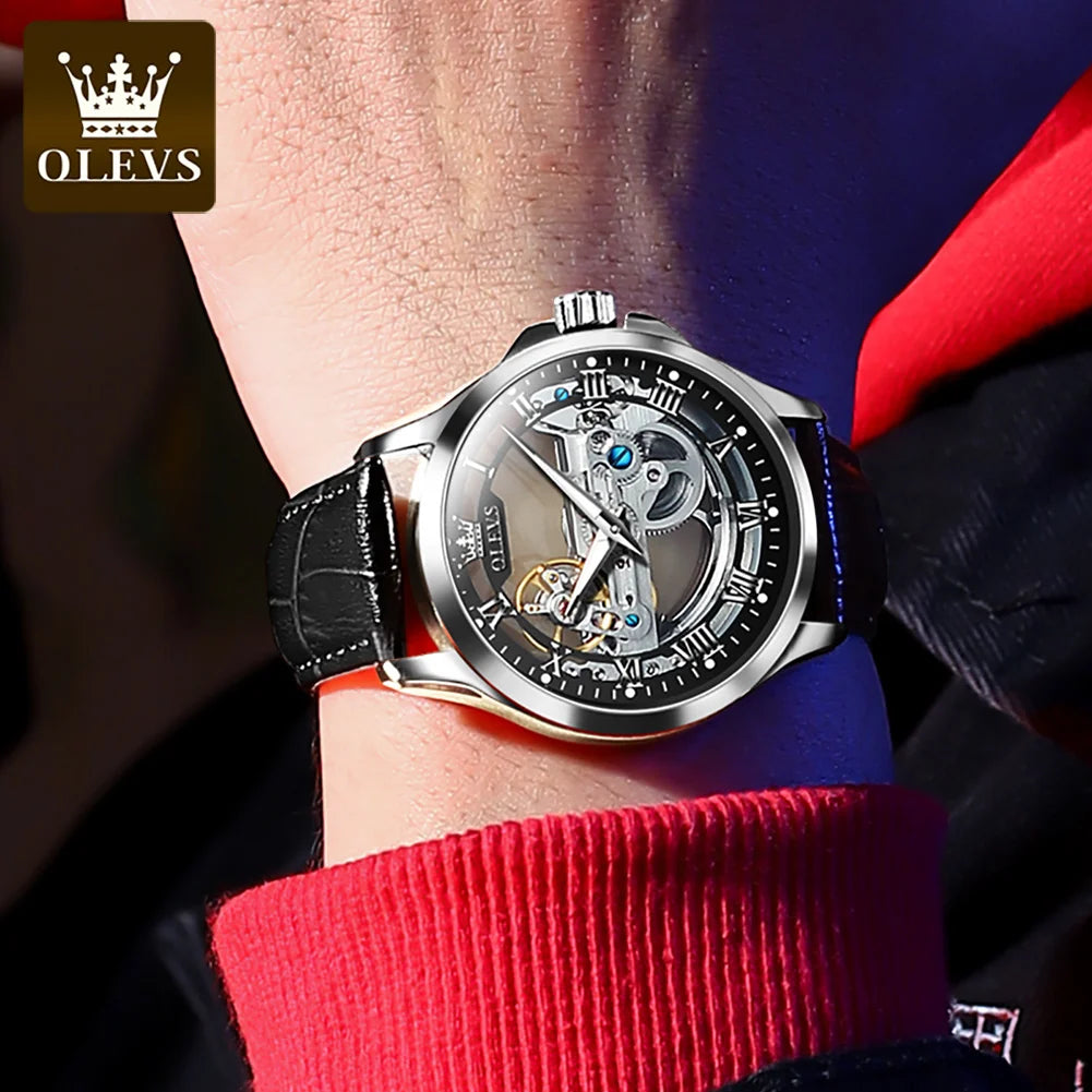 OLEVS 6661 Automatikuhr für Herren Skelett Original Mechanisches Uhrwerk Herrenarmbanduhr Wasserdicht Leuchtende Sport Herrenuhren