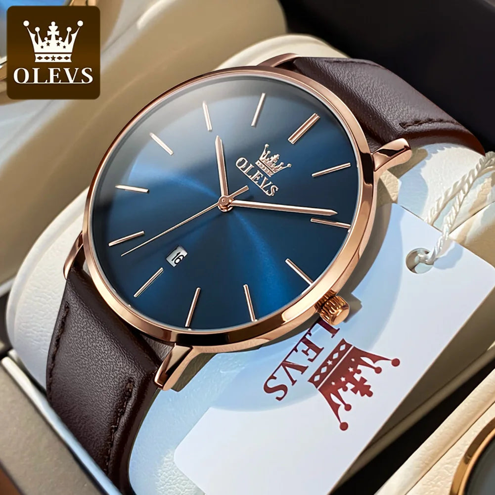 OLEVS 5869 Uhr für Herren Mode Einfach Japanisches Quarzwerk Herrenuhren Gehäusedicke 6,5 mm Top-Markenkalender Zeigeruhr