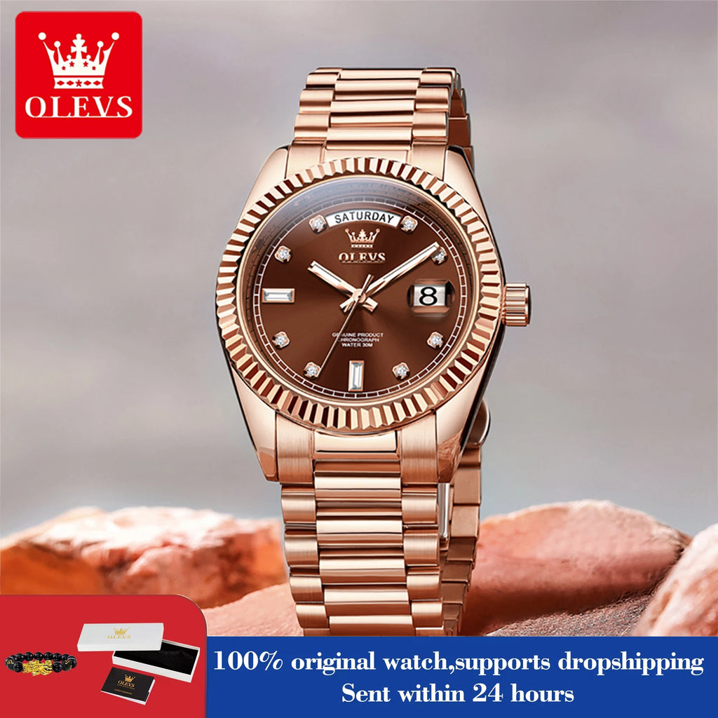 OLEVS 6736 Neue Original Herrenuhr Automatische Mechanische Uhr Luxusuhren für Herren 30M Wasserdicht Kalender Woche Zeigeruhr