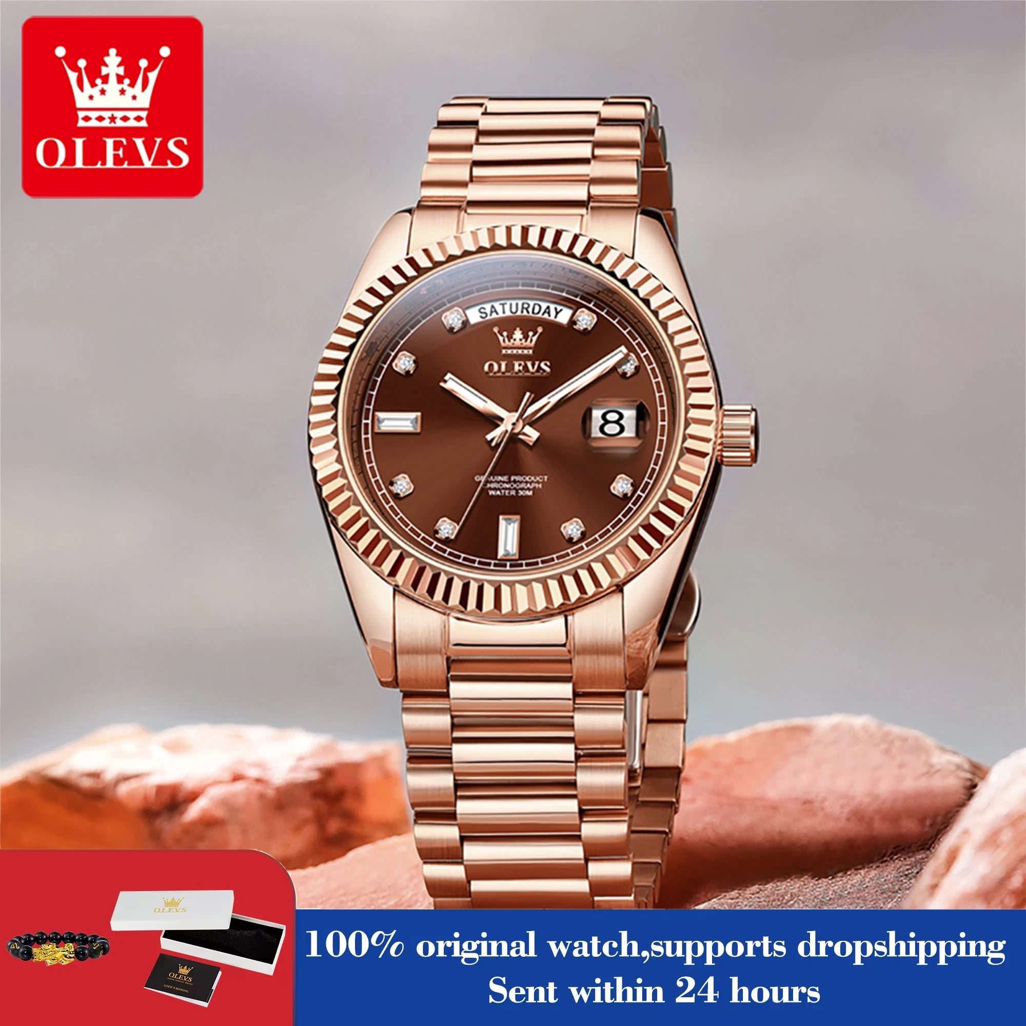OLEVS 6736 Neue Original Herrenuhr Automatische Mechanische Uhr Luxusuhren für Herren 30M Wasserdicht Kalender Woche Zeigeruhr