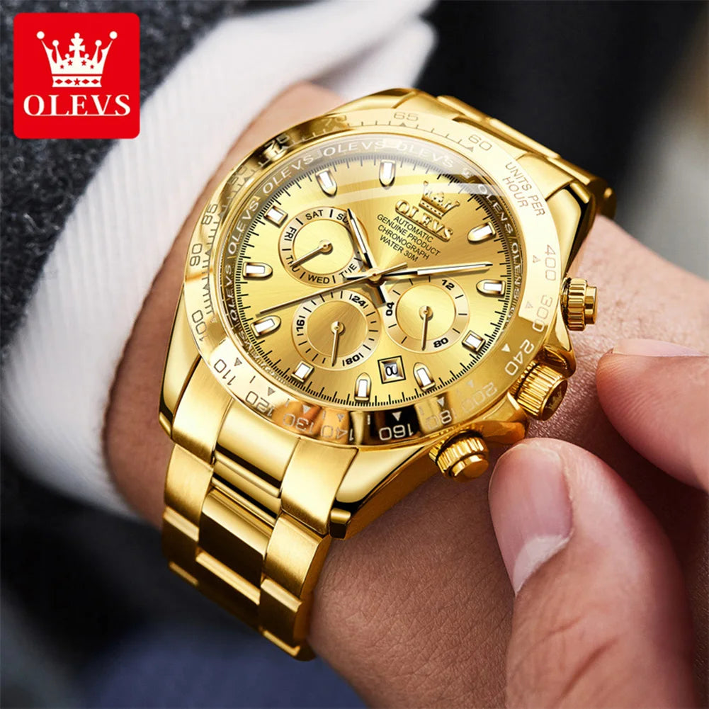 OLEVS Uhren Herren Original Luxus Multifunktions Automatische Mechanische Uhren Für Herren Wochenkalender Herren Dress Armbanduhr 6638