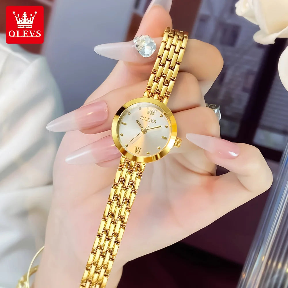 OLEVS 9992 Damenarmbanduhr, schlichte, original wasserdichte Quarzuhr für Damen, Stahlarmband, Luxus-Armbanduhr, hochhärtender Spiegel