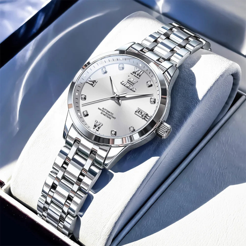 OLEVS Original Luxus Eleganz Uhren Damen Automatische Mechanische Uhren Wasserdicht Auto Datum Damenuhr Handuhr 6635