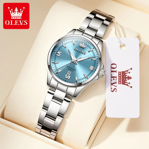 OLEVS 3668 Damenuhr, hochhartes beschichtetes Spiegelglas, Quarzuhr für Damen, Top-Marke, Kalender, 30 m wasserdicht, modische Armbanduhr