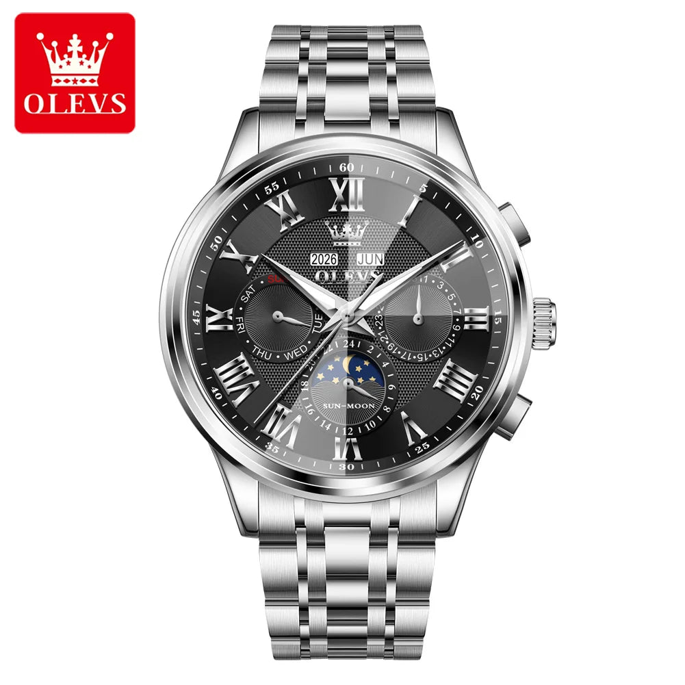 OLEVS 7113 Herrenuhr Luxus Mondphase Mechanische Uhren Für Herren Wasserdicht Automatische Datums Wochenuhr Handuhr Geschenkbox