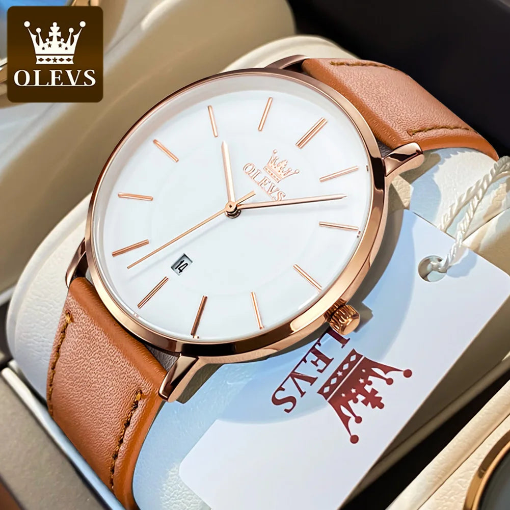 OLEVS 5869 Uhr für Herren Mode Einfach Japanisches Quarzwerk Herrenuhren Gehäusedicke 6,5 mm Top-Markenkalender Zeigeruhr