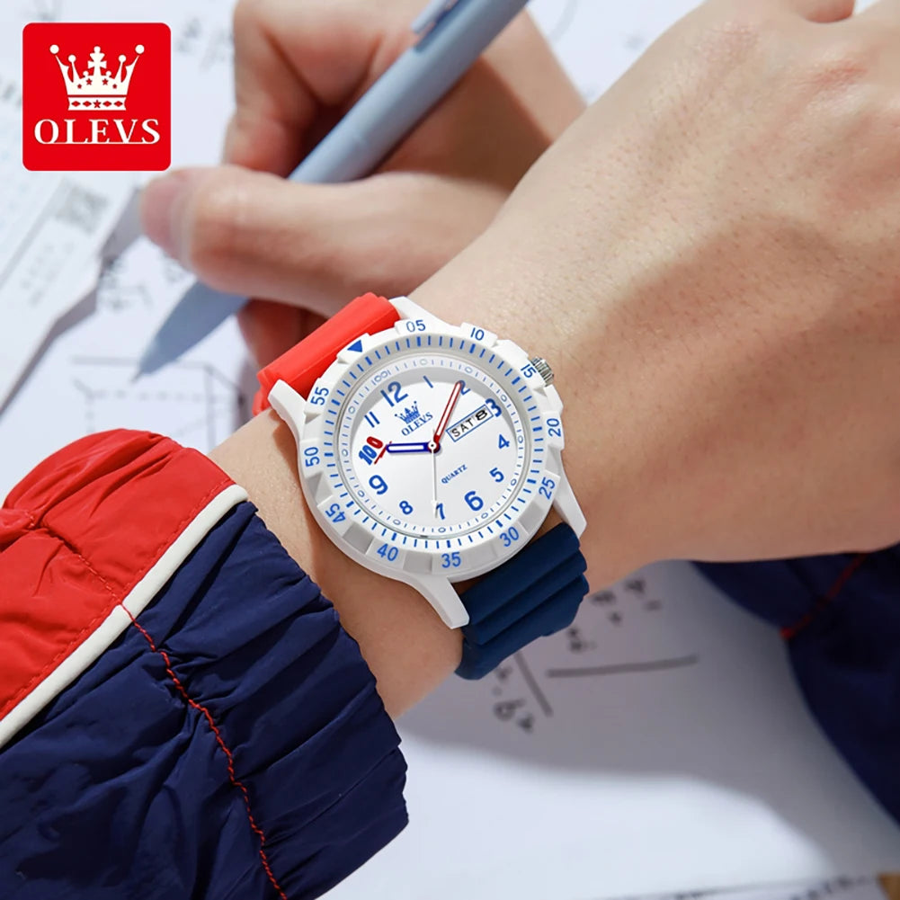 OLEVS Uhren Lässige Mode Sport Quarzuhren Für Herren Wasserdicht Leuchtendes Silikonarmband Studentenuhren 2705