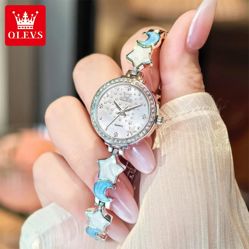 OLEVS 5665 Uhren für Damen, 30M Wasserdichte Quarzuhr, Edelstahlarmband, Luxus Damenuhr, Neu Reloj Mujer