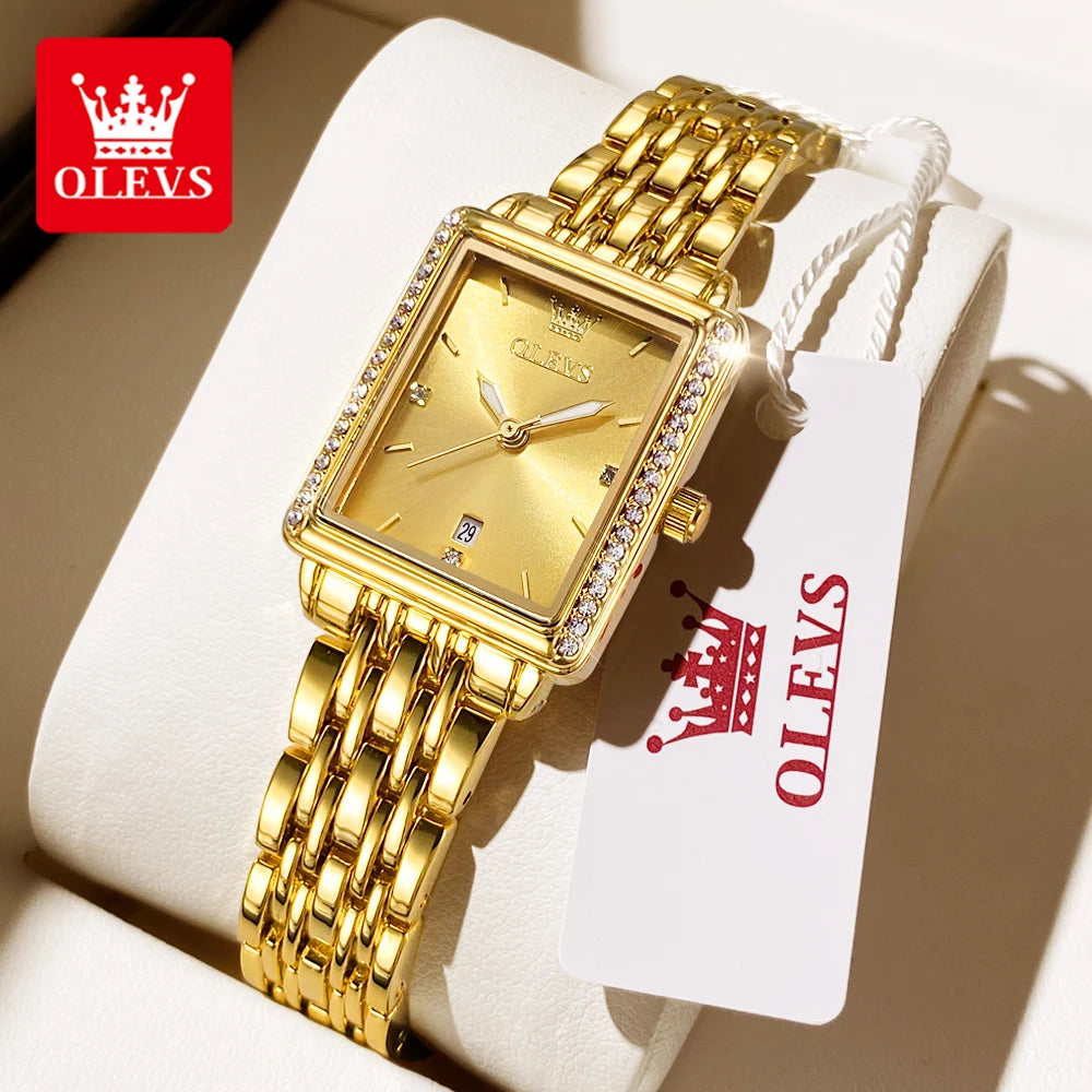 OLEVS 9995 Damenuhr Klassische Quarzuhr für Damen Luxuriöse Original Edelstahl Wasserdichte Kalender Damenuhr