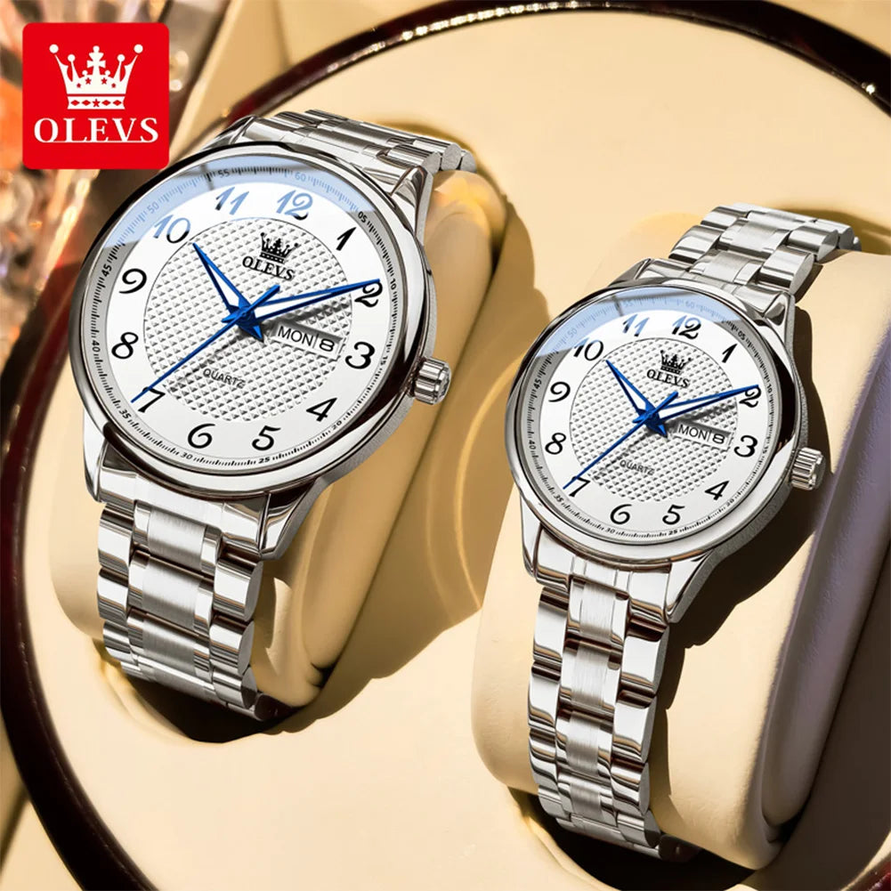 OLEVS 5667 Aufgerüstete Partneruhr Original Luxus Importiertes Uhrwerk Quarzuhren Für Damen und Herren Wasserdicht Leuchtend Reloj