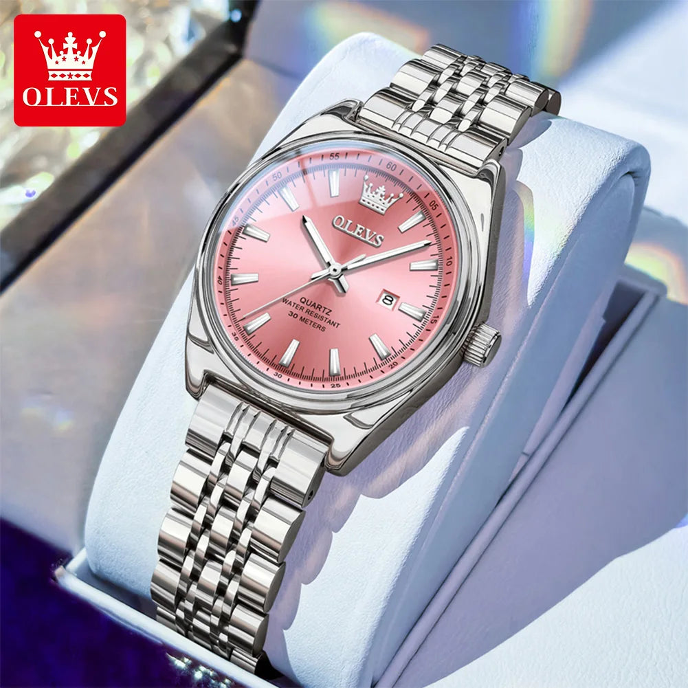 OLEVS 3703 Uhr für Damen Mode Elegante Damen Quarzuhr Top Marke Wasserdicht Leuchtender Kalender Luxus Damen Armbanduhr