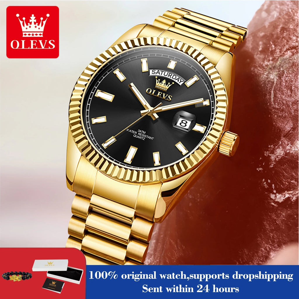 OLEVS 5650 Uhren für Herren, Original Chronograph, Datumsanzeige, Quarzuhr, Stahlarmband, wasserdicht, leuchtend, Top-Marke, Herrenuhr, Geschenke