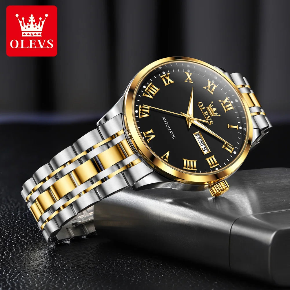 OLEVS 7060 Herrenuhren Edelstahl Original Luxus Automatische Mechanische Uhren Wasserdicht Leuchtende Uhren Für Männer Geschenke
