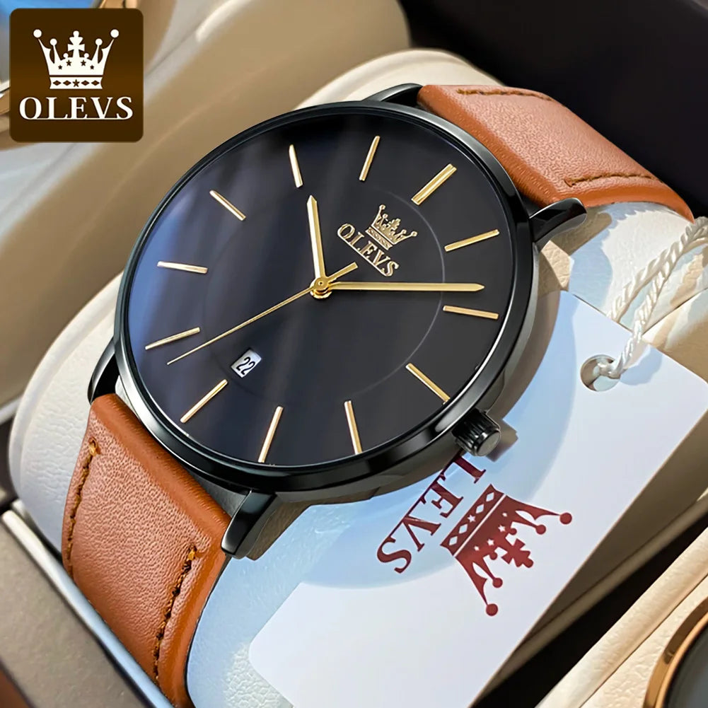 OLEVS 5869 Uhr für Herren Mode Einfach Japanisches Quarzwerk Herrenuhren Gehäusedicke 6,5 mm Top-Markenkalender Zeigeruhr