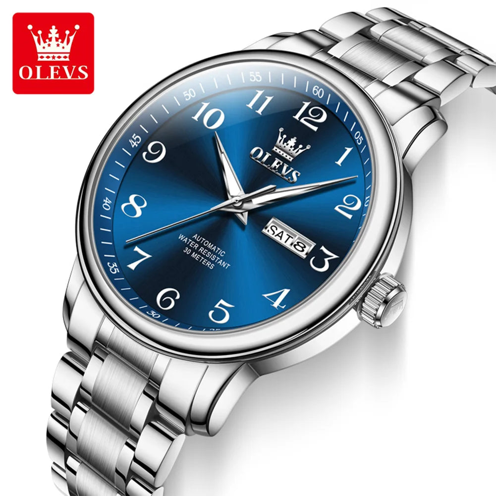 OLEVS 7072 Herrenuhr Mode Original Mechanische Uhren Für Herren Dual Kalender Wasserdicht Business Automatische Handuhr