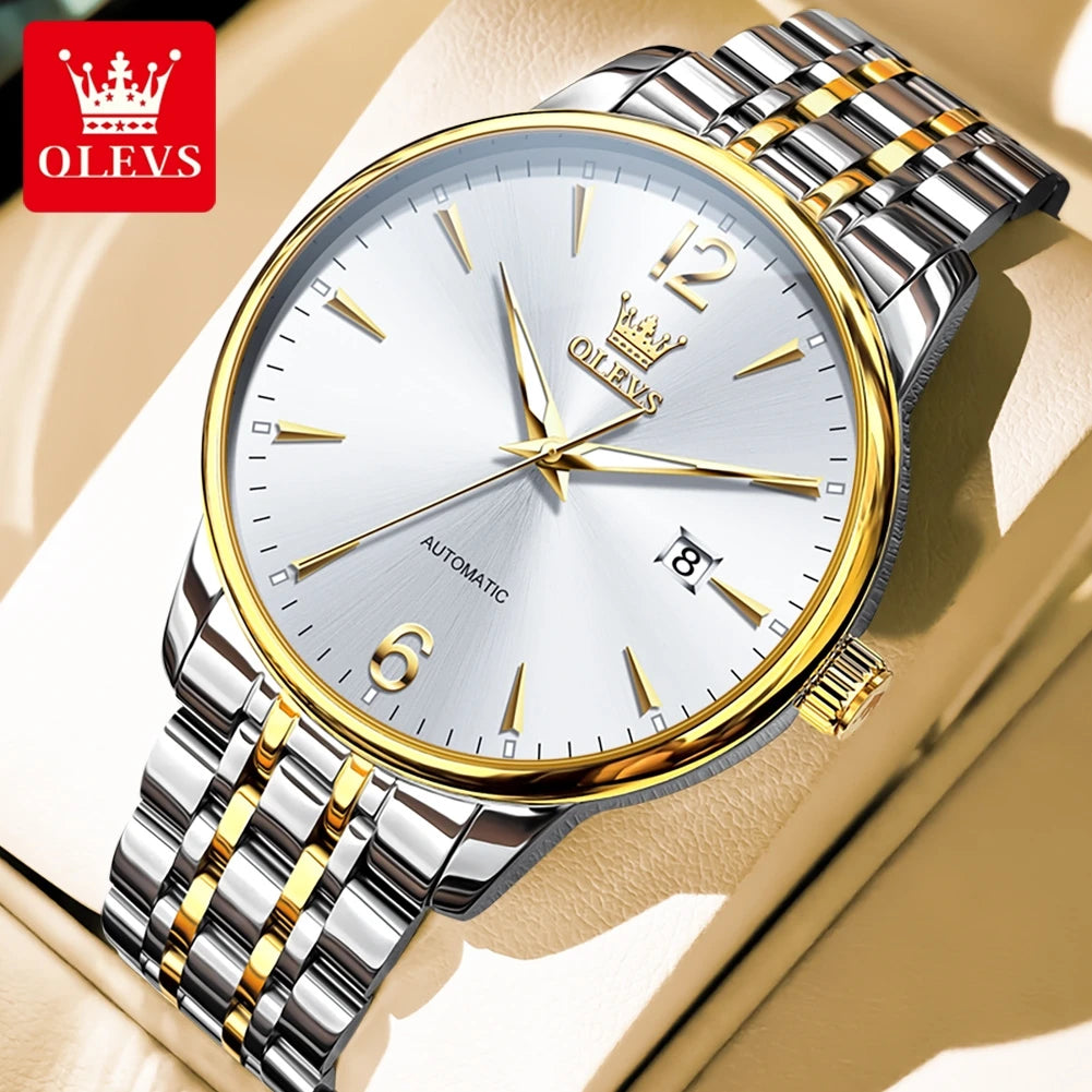 OLEVS 6741 Uhren für Herren, originelle Modemarke, automatische mechanische Uhren, Datumsanzeige, Herrenuhren, Geschenke, wasserdicht, leuchtend