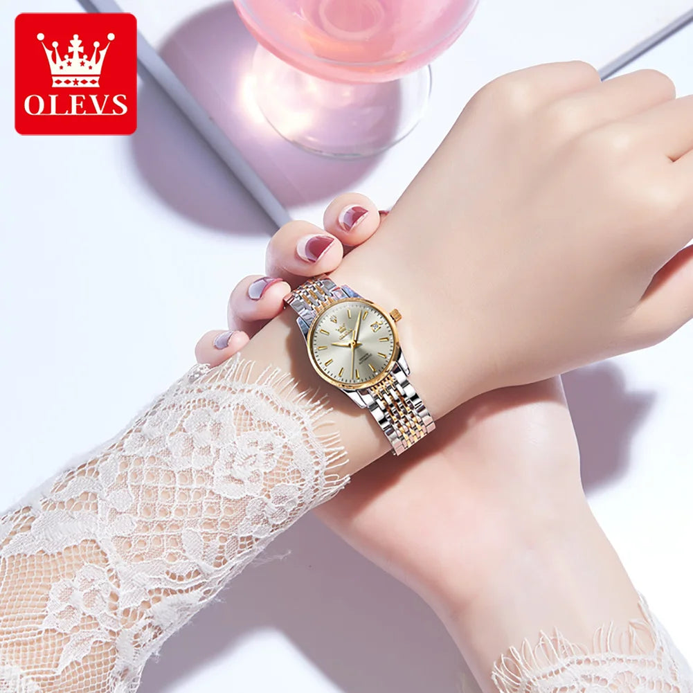 OLEVS Original Luxus Eleganz Uhren Damen Automatische Mechanische Uhren Wasserdicht Auto Datum Damenuhr Handuhr 6635