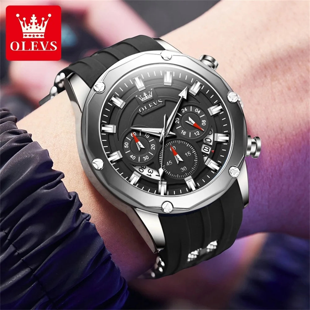 OLEVS 9991 Herrenuhr Mode Sport Wasserdichte Quarzuhr Für Herren 45mm Großes Zifferblatt Original Chronograph Datum Herren Armbanduhr