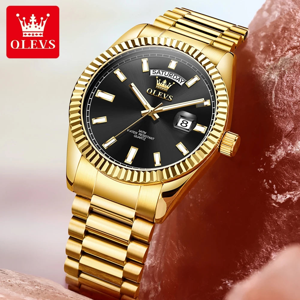 OLEVS 5650 Uhren für Herren, Original Chronograph, Datumsanzeige, Quarzuhr, Stahlarmband, wasserdicht, leuchtend, Top-Marke, Herrenuhr, Geschenke