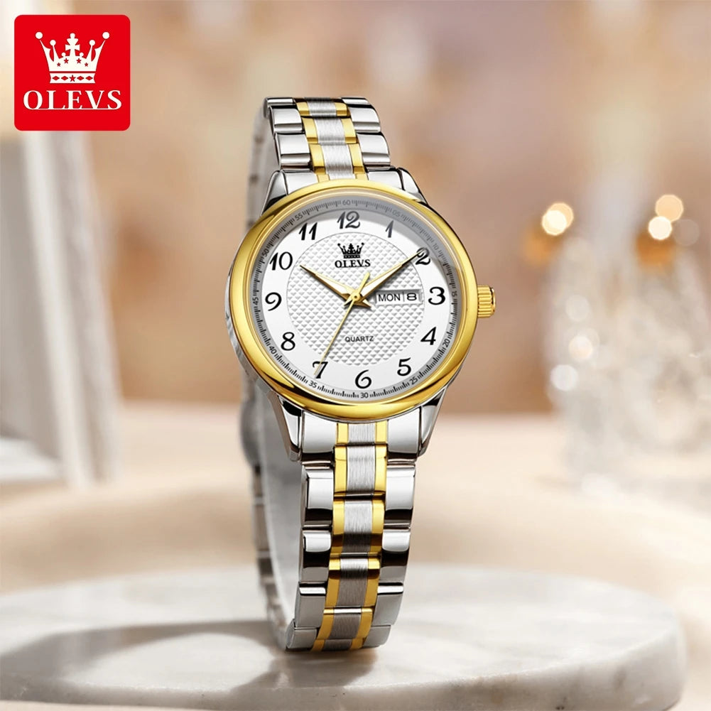 OLEVS 5667 Aufgerüstete Partneruhr Original Luxus Importiertes Uhrwerk Quarzuhren Für Damen und Herren Wasserdicht Leuchtend Reloj