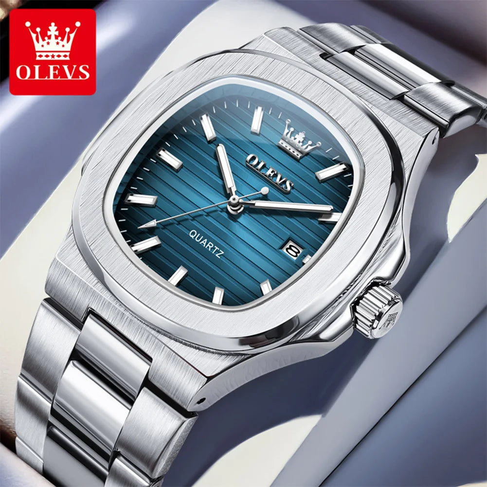 OLEVS 3696 Top-Markenmode-Datum-Quarzuhr Original Wasserdichte Leuchtende Uhr Für Herren Armbanduhr Großes Zifferblatt 44mm