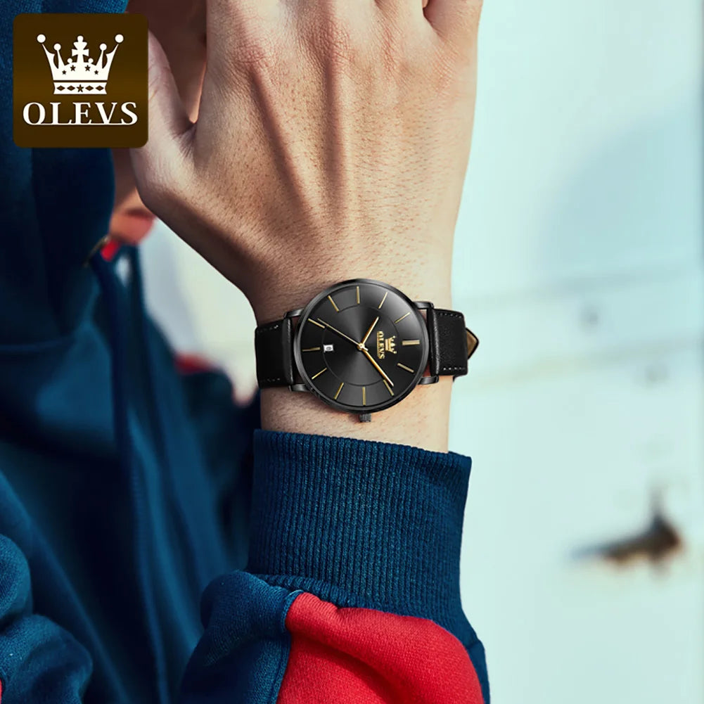 OLEVS 5869 Uhr für Herren Mode Einfach Japanisches Quarzwerk Herrenuhren Gehäusedicke 6,5 mm Top-Markenkalender Zeigeruhr
