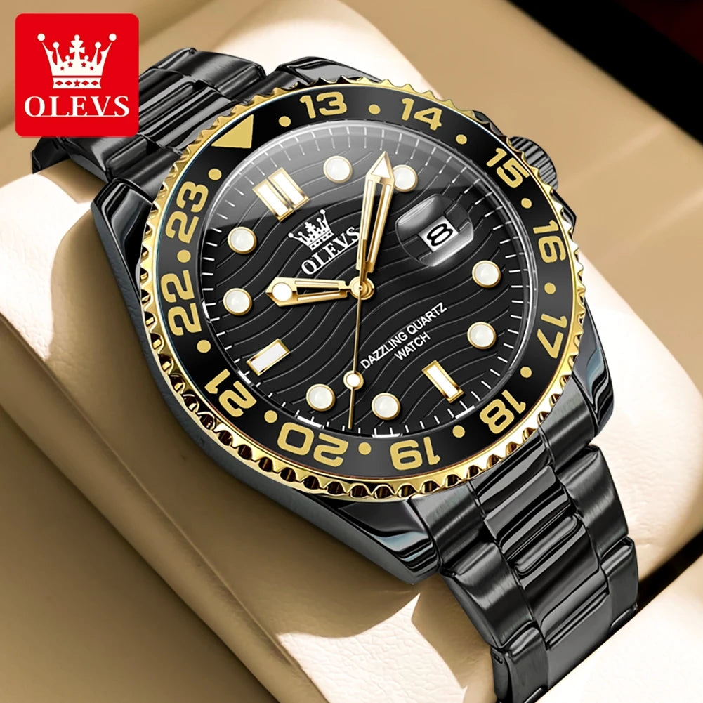 OLEVS 3610 Luxury Man Watch Steel Strap Original Calendar Quartz Watch For Men 30M Waterproof Luminous Business Men's Hand Clock