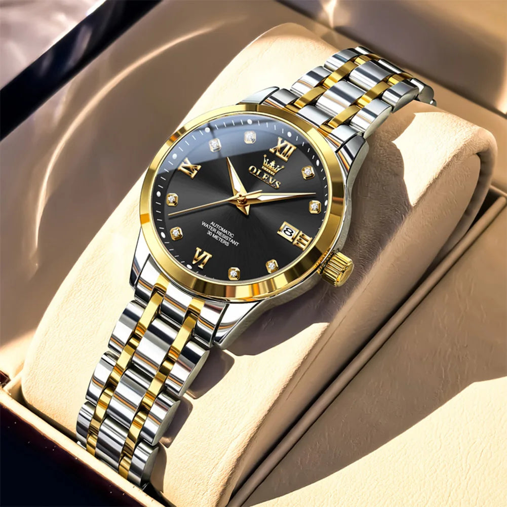 OLEVS Original Luxus Eleganz Uhren Damen Automatische Mechanische Uhren Wasserdicht Auto Datum Damenuhr Handuhr 6635