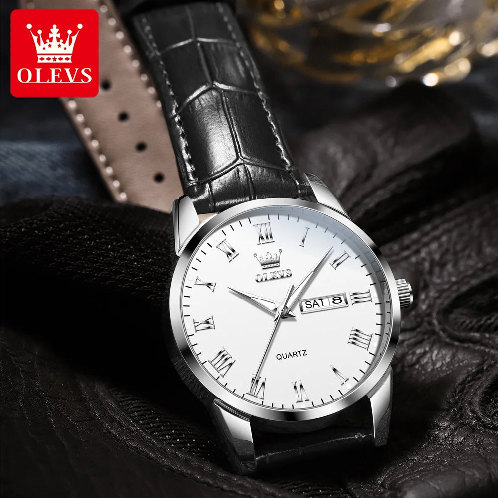 OLEVS 5892 Uhr Herrenuhren Schlichte Quarz Wochen-/Datumsanzeige für Herren Wasserdicht Leuchtend Business-Klassiker Herrenuhr