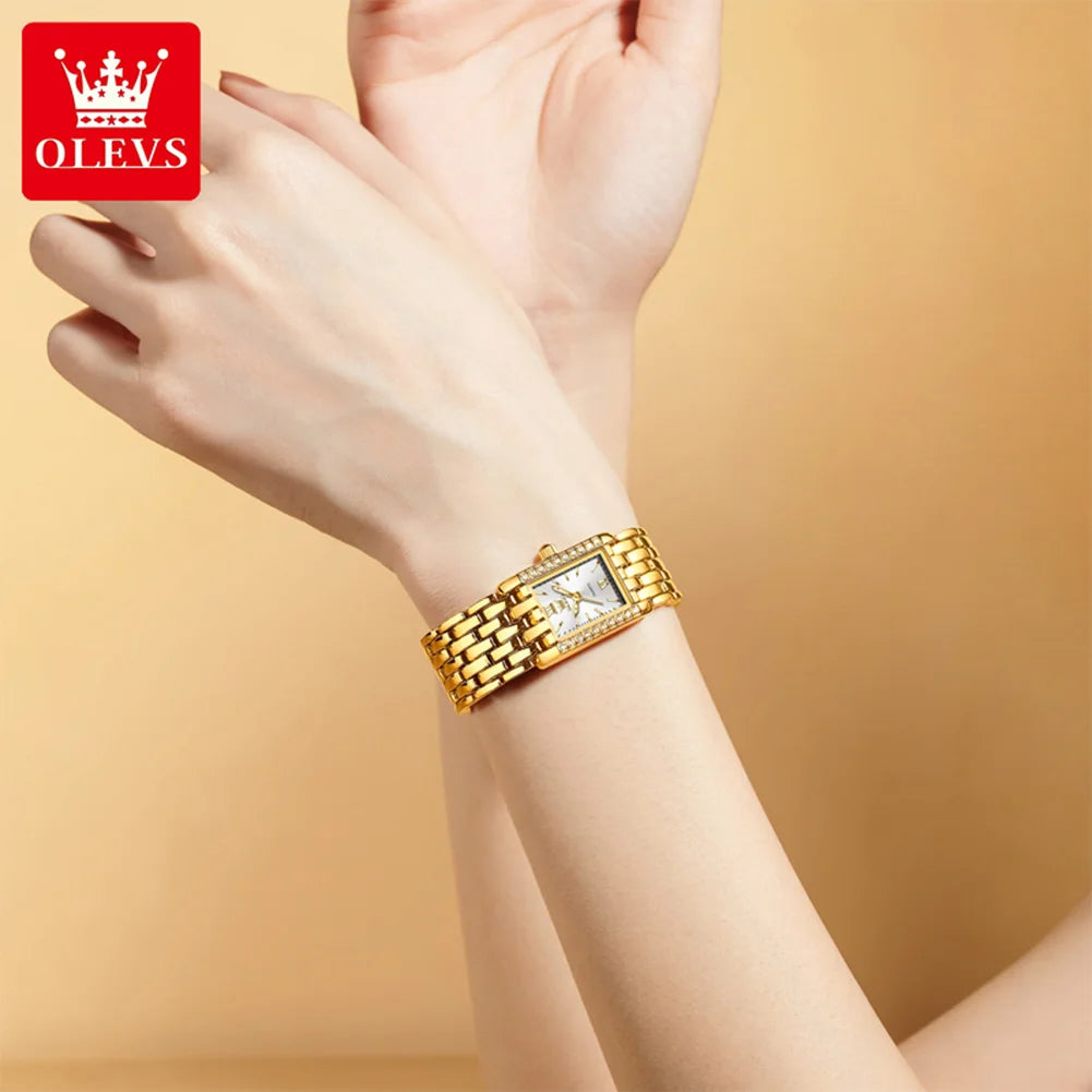 OLEVS 3700 Quarzuhr für Damen Wasserdicht Original Mode Stahlarmband Zeigeruhr Top-Marken Luxus Business Damenarmbanduhren