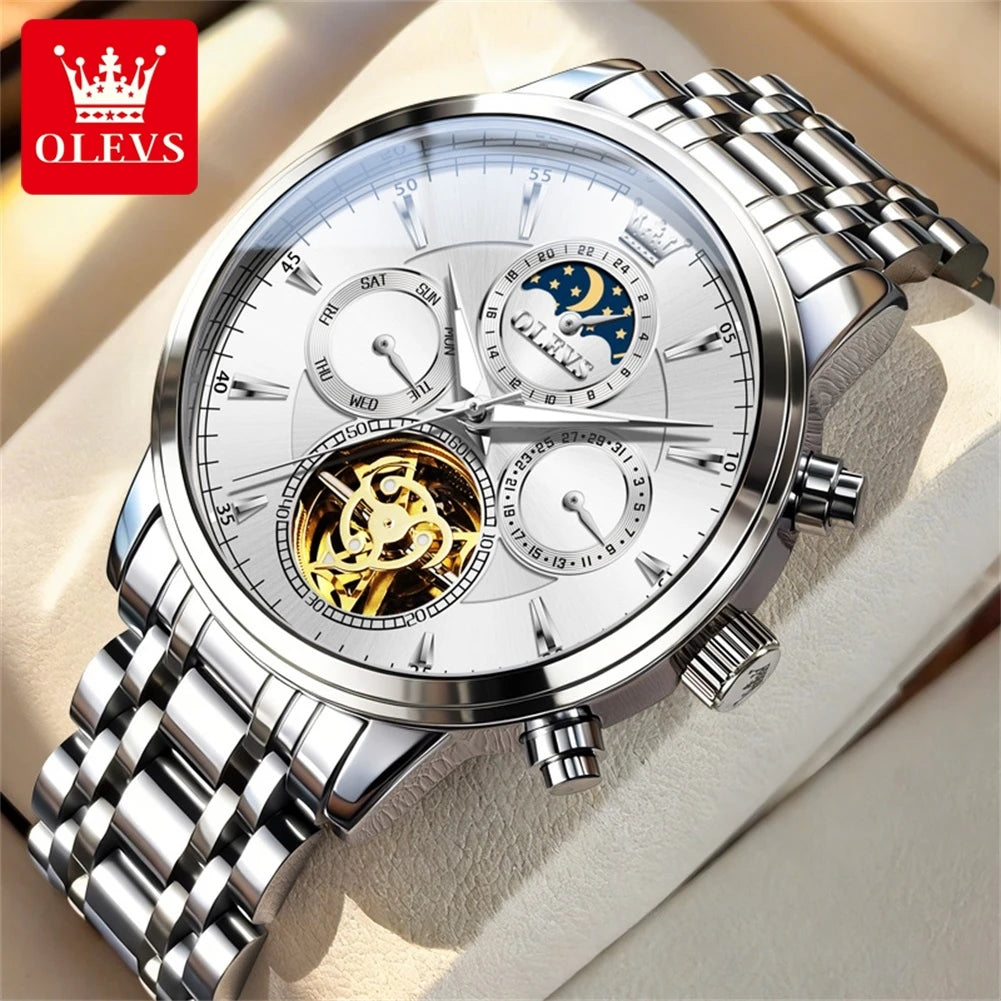 OLEVS 6746 Herrenuhr Business Fashion Skelett Automatische Mechanische Uhren für Männer Original Wasserdicht Leuchtende Herrenuhr
