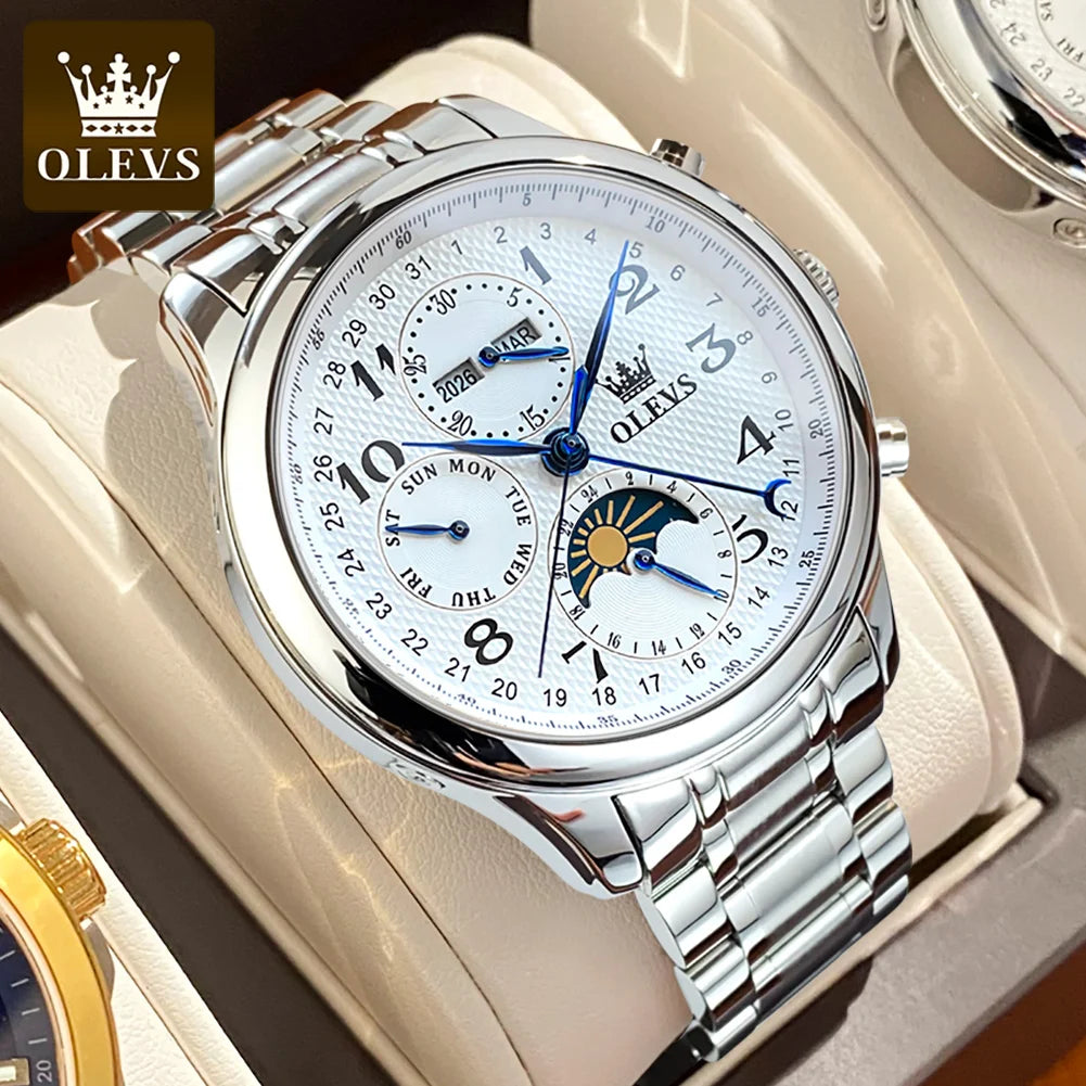 OLEVS 6667 Herrenuhr Mode Zifferblatt Mechanische Armbanduhr Für Herren Top Marke Original Moonswatch Wasserdicht Männer Handuhr
