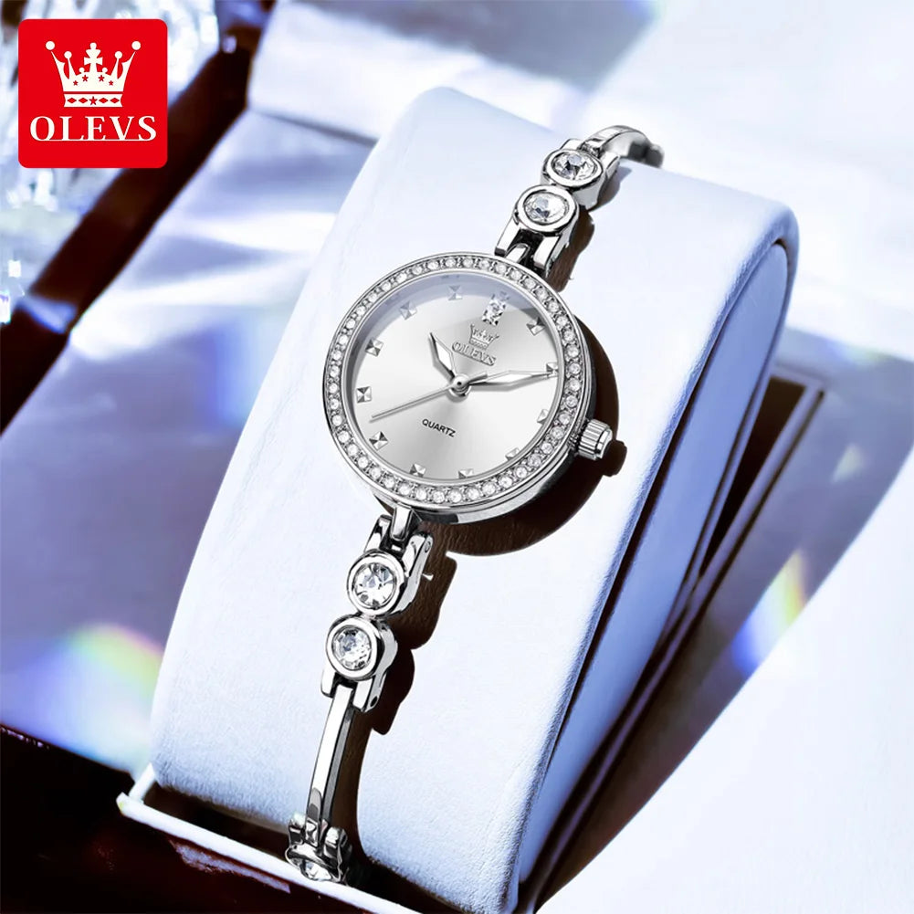 OLEVS 5670 Neue Damenarmbanduhren Wasserdichte Leuchtquarzuhr Edelstahlarmbanduhren für Damen Armbanduhr Reloj Mujer
