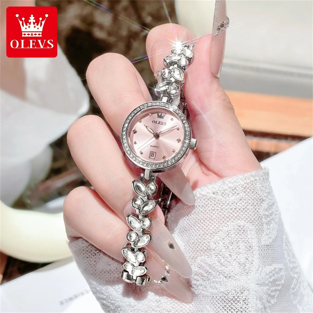 OLEVS 5679 Neue Damenuhr Elegante Modemarke Quarzuhr Wasserdichte leuchtende Uhren für Frauen Geschenke Armbandverschluss