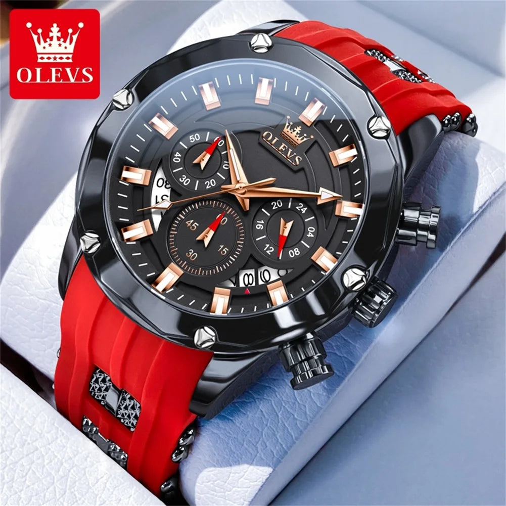 OLEVS 9991 Herrenuhr Mode Sport Wasserdichte Quarzuhr Für Herren 45mm Großes Zifferblatt Original Chronograph Datum Herren Armbanduhr