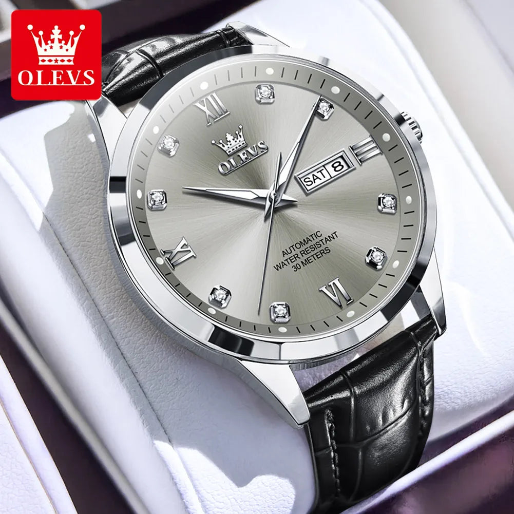 OLEVS 9946 Men's Watch Classic Fashion Waterproof Man Automatic Hand Clock Top Brand Dual Calendar Mechanical Watch For Men