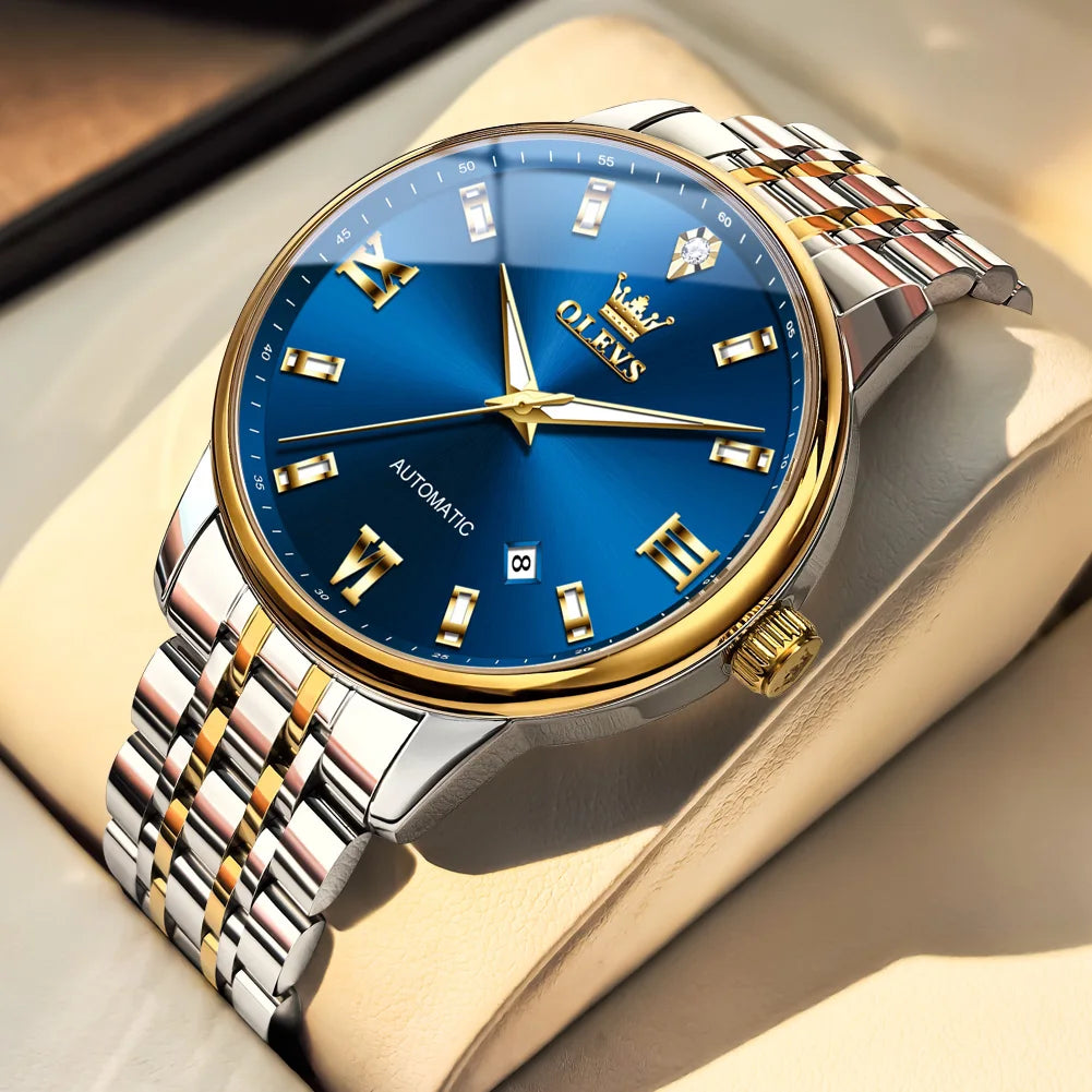 OLEVS 6723 Herren Automatikuhren Business Datum Mechanische Uhr für Männer Luxus Mode Wasserdicht Leuchtend Original Handuhr