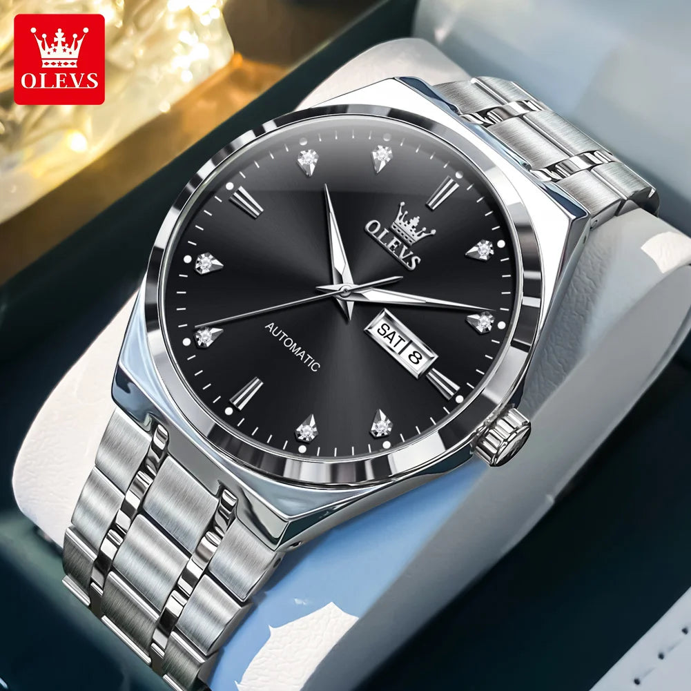 OLEVS 9811 Original Sport Wochen-Datum Uhren für Herren Luxus Business Automatische Mechanische Armbanduhr Wasserdicht Leuchtend Großes Zifferblatt