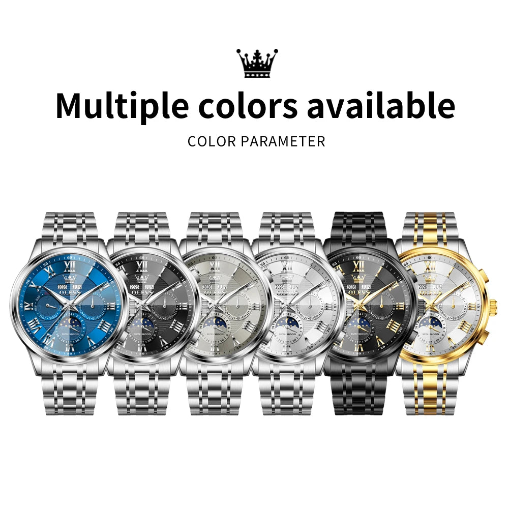 OLEVS 7113 Herrenuhr Luxus Mondphase Mechanische Uhren Für Herren Wasserdicht Automatische Datums Wochenuhr Handuhr Geschenkbox