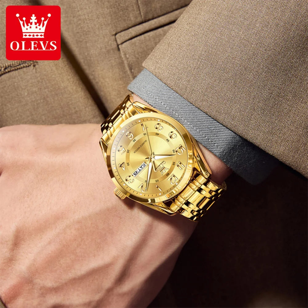 OLEVS 3666 Couple Watch Luxury Business Top Brand Waterproof Luminous Dress Hand Clock Original Number Scale Date Fashion Watch