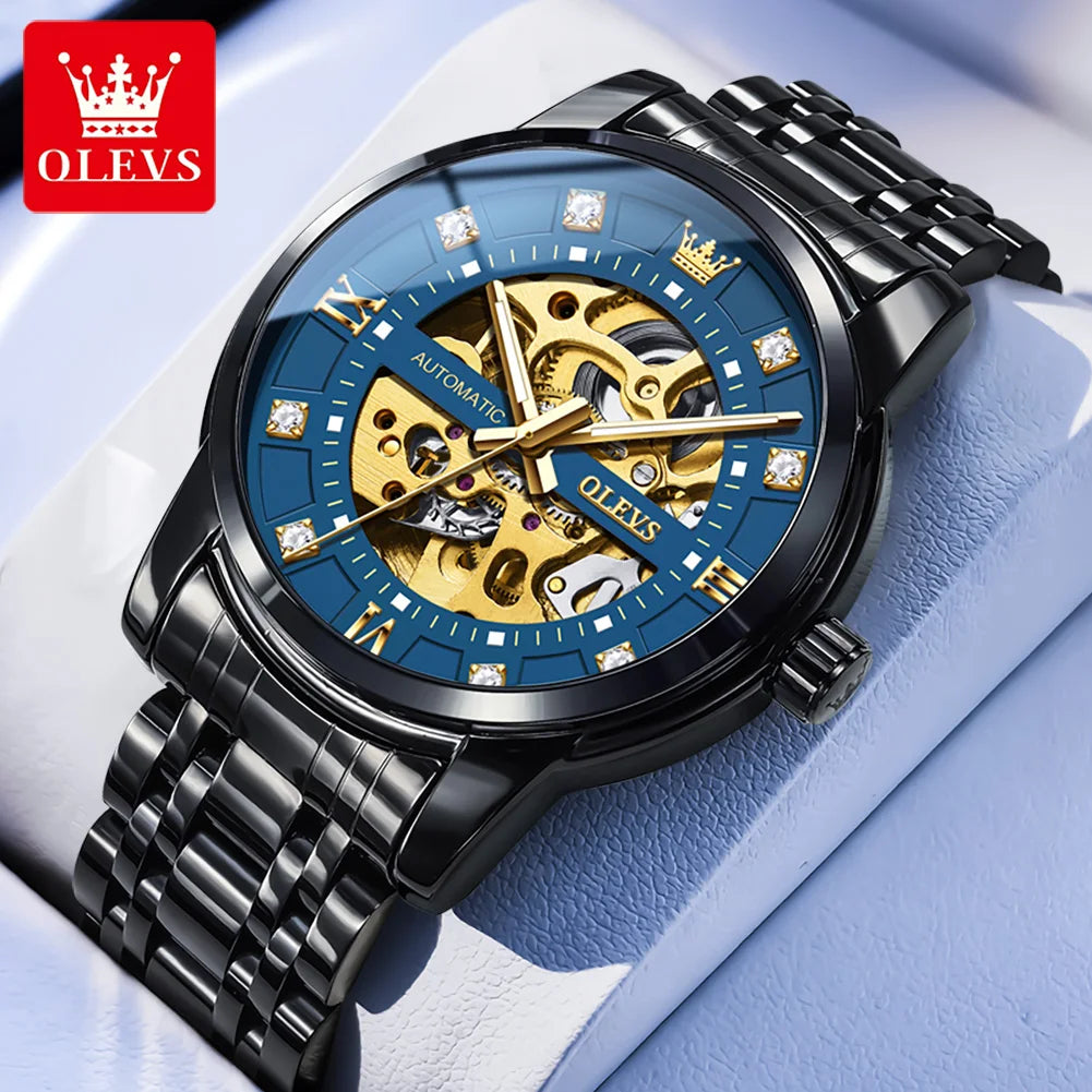 OLEVS 9901 Herrenuhr Skelett Mechanische Uhren für Herren Wasserdicht Leuchtend Herrenanzuguhr Original Luxusmarke