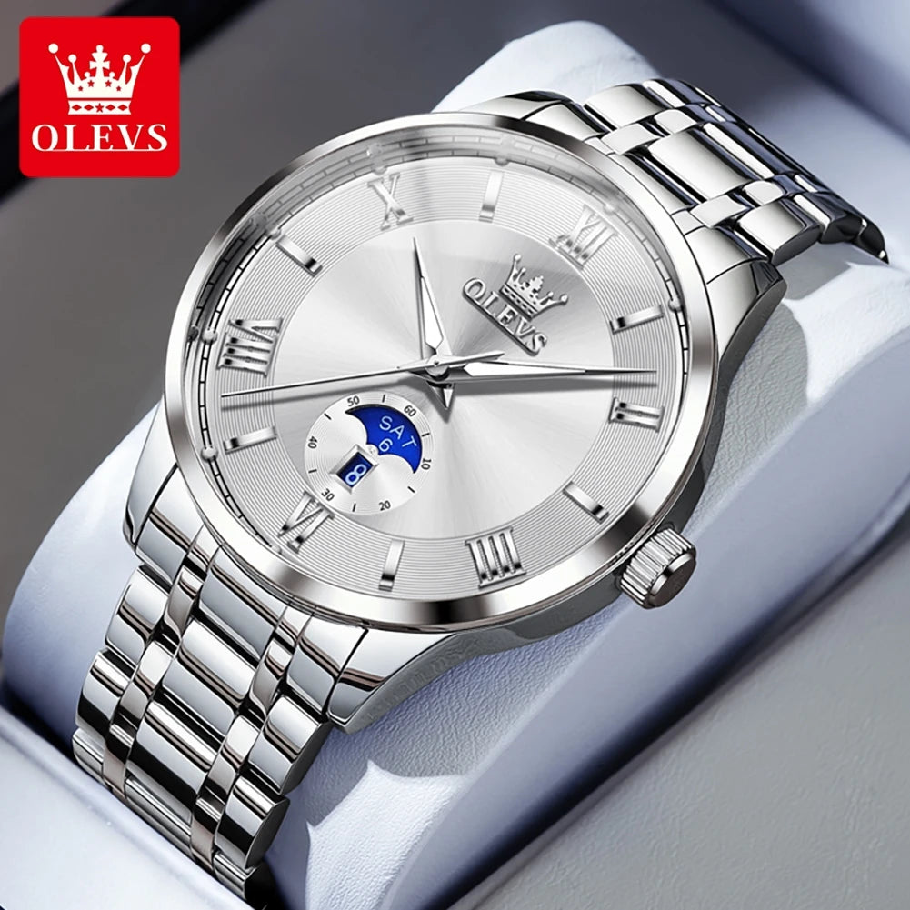 OLEVS 3638 Watch For Men Business Waterproof Luminous Roman Scale Fashion Quartz Hand Clock Week Date Display Original Man Watch